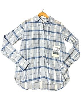 Trovata California Birds of Paradis Plaid Cotton Button-Down Shirt size XS NWT